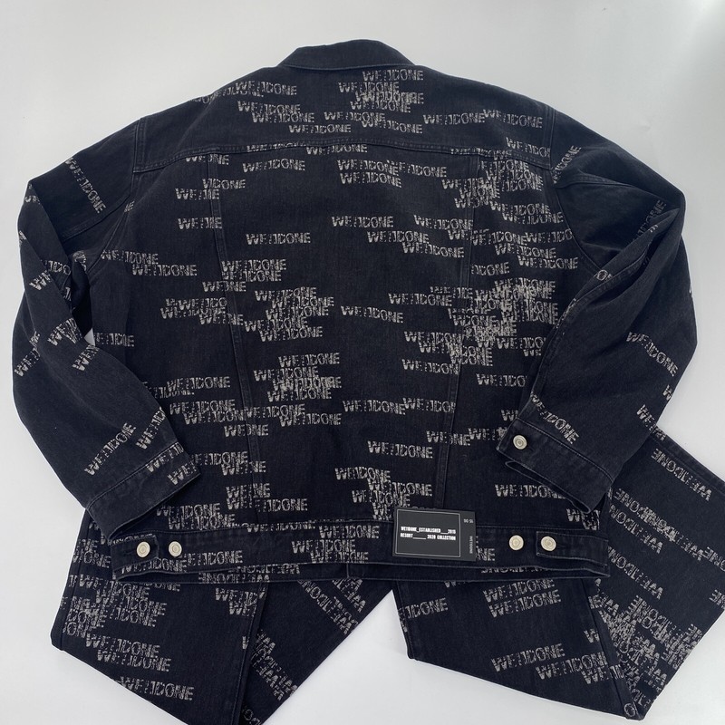 We11done Jean Jacket & Jeans Dark Wash Graffiti Spell Out