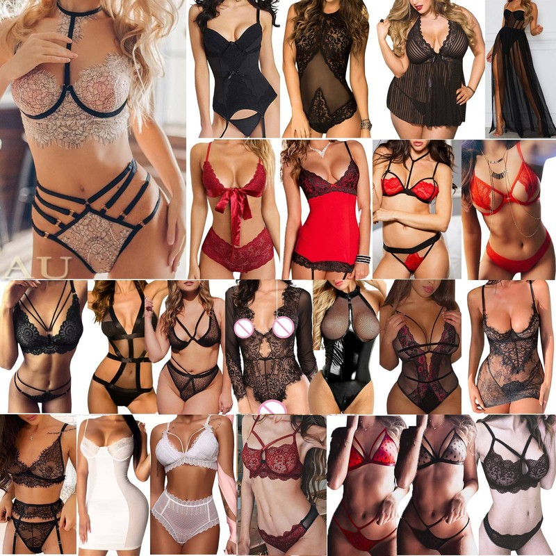 Damen Sexy Charmant Spitze Babydoll Dessous Unterwäsche Bodysuit Nachtwäsche
