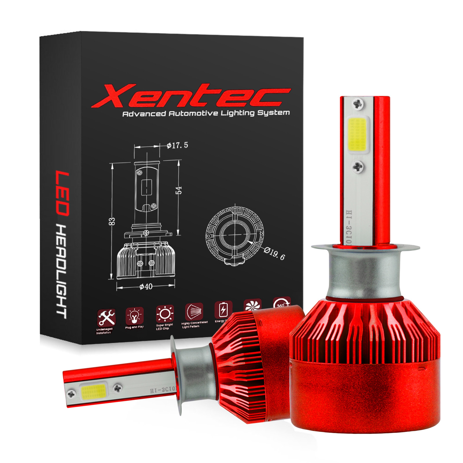 Xentec LED Light Bulb Kit 70W 50000LM Size H13 9008 High & Low Headlight 6000K