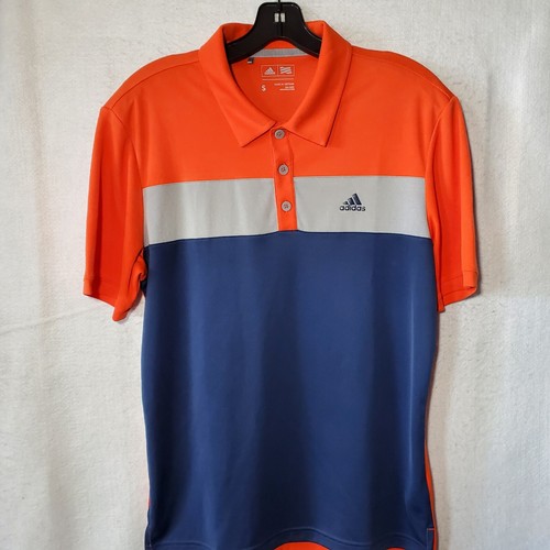 Adidas Golf Polo Shirt Men's Small Short Sleeve Orange Blue