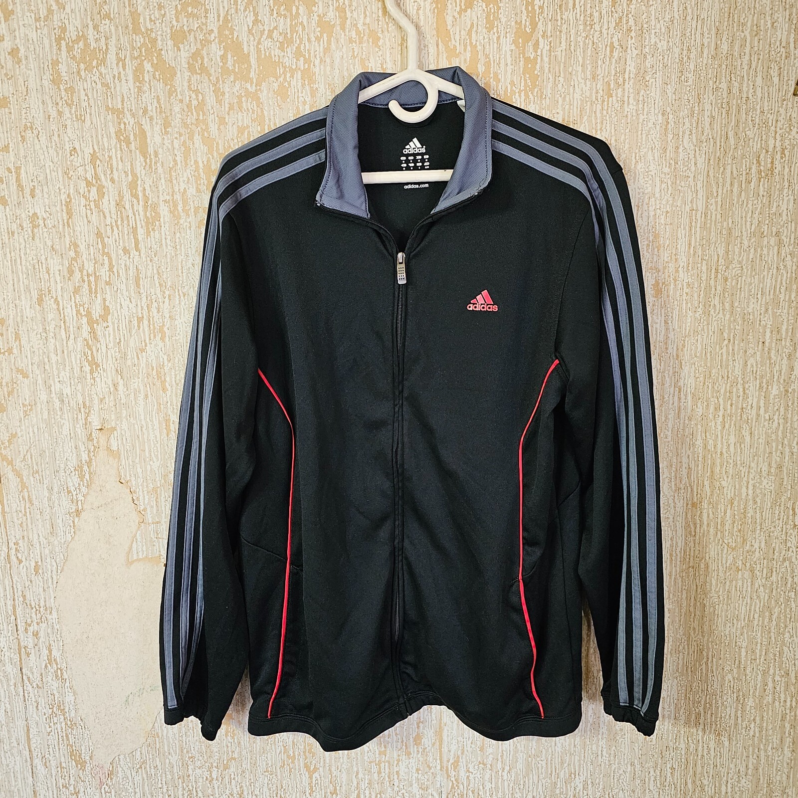 Adidas 3 Stripes Track Jacket RN 88387 CA 40312 Men s M Black Gray Full zip eBay