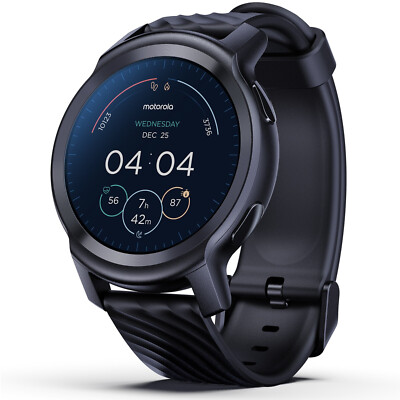Motorola Moto Watch 100 Black Smartwatch with GPS SpO2 Heart Rate 5ATM NEW