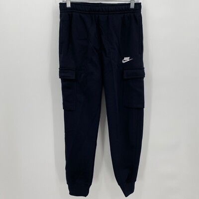 Nike Men's Sportswear Club Fleece Cargo Pants CD3129-010 Black White Size S