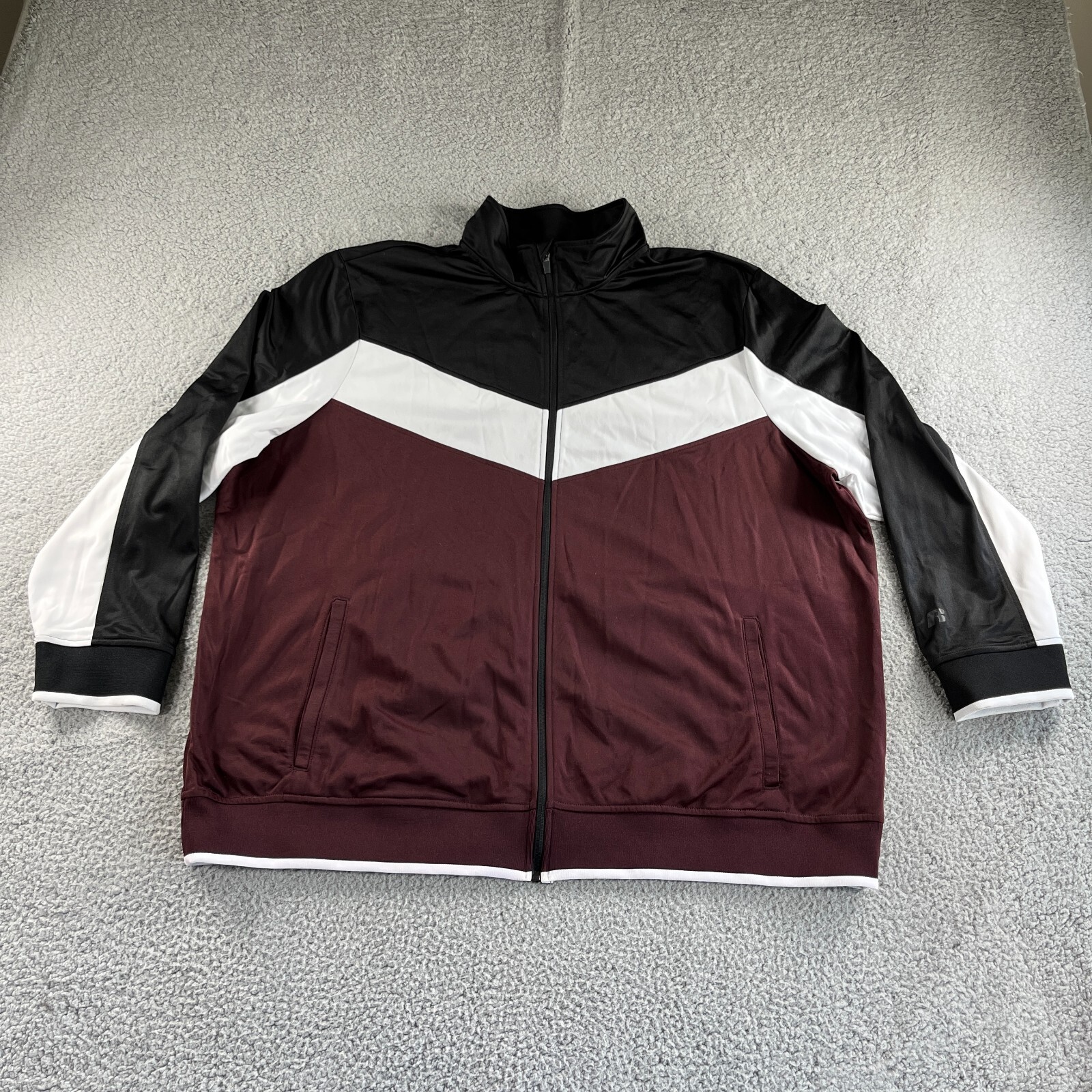 NEW Russell Jacket Mens 3XL Maroon Red Black Full Zip Track NEW Russell Jacket Mens 3XL Maroon Red Black Full Zip Track