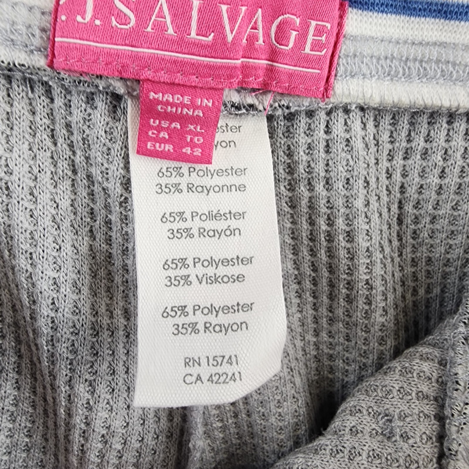 PJ Salvage Cute As A Button Pants Women's XL Gray Heather Waffle Knit Pull On - Picture 11 of 14