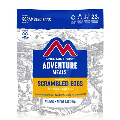  6 Precooked Scrambled Eggs with Bacon Mountain House Freeze Dried Food Pouches