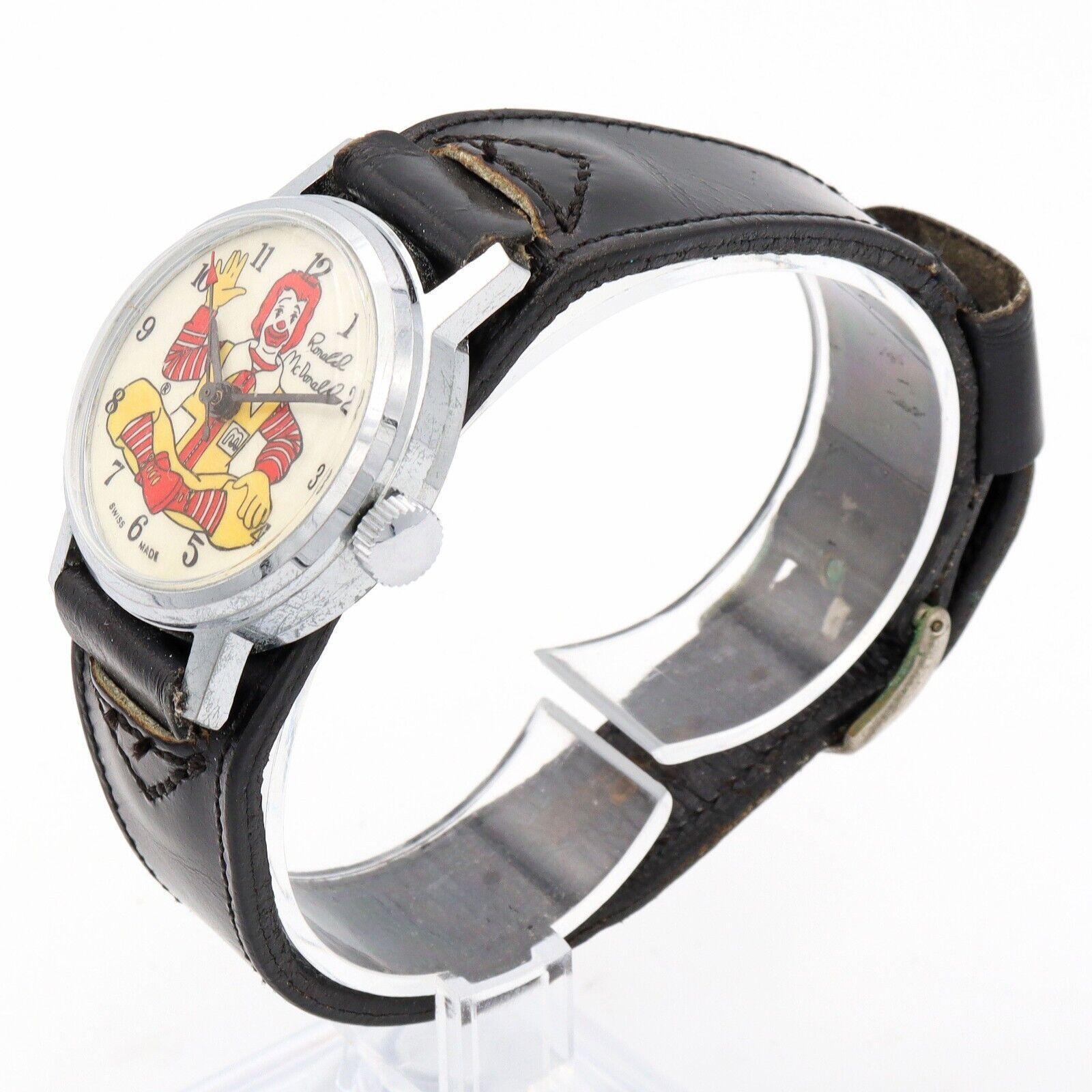 McDonald's 時計 Rare 1976 Ronald Mcdonald Employee Manual Wind Swiss Made 17