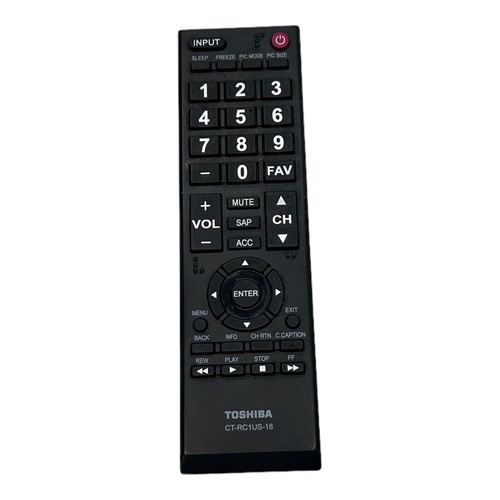 Genuine OEM Toshiba TV Remote Control CT-RC1US-18 Tested & Working Genuine OEM Toshiba TV Remote Control CT-RC1US-18 Tested & Working