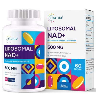 Corllia Liposomal NAD+ 500mg with TMG 250mg Softgels, Nicotinamide Riboside A...