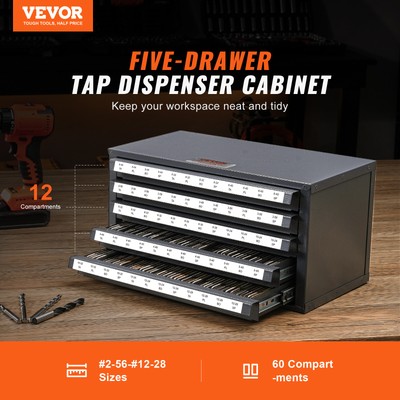 VEVOR Tap Dispenser Organizer Cabinet Five-Drawer #2-56-#12-28 60 Compartment