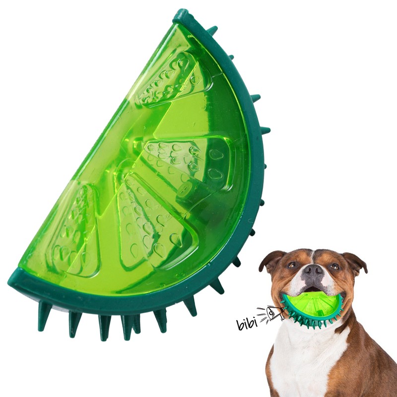 Summer Cooling Dog Chew Toy Fruit Shape Puppy Molar Squeaker Sound Toy