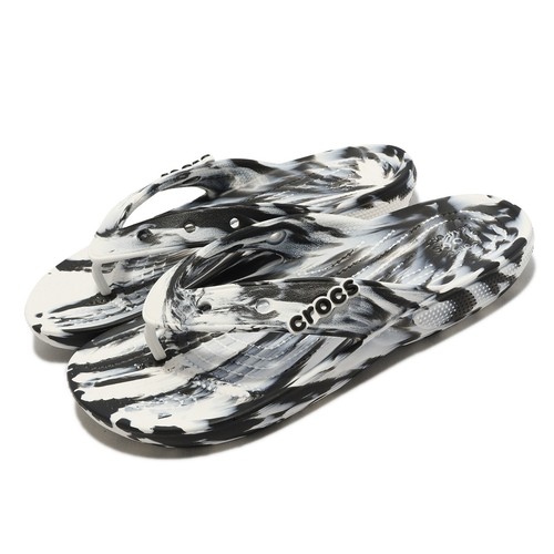 

Сандалии без шнуровки Crocs Classic Marbled Filp Black White Men Unisex Slip On 207822-066, Черный, Classic Marbled Filp