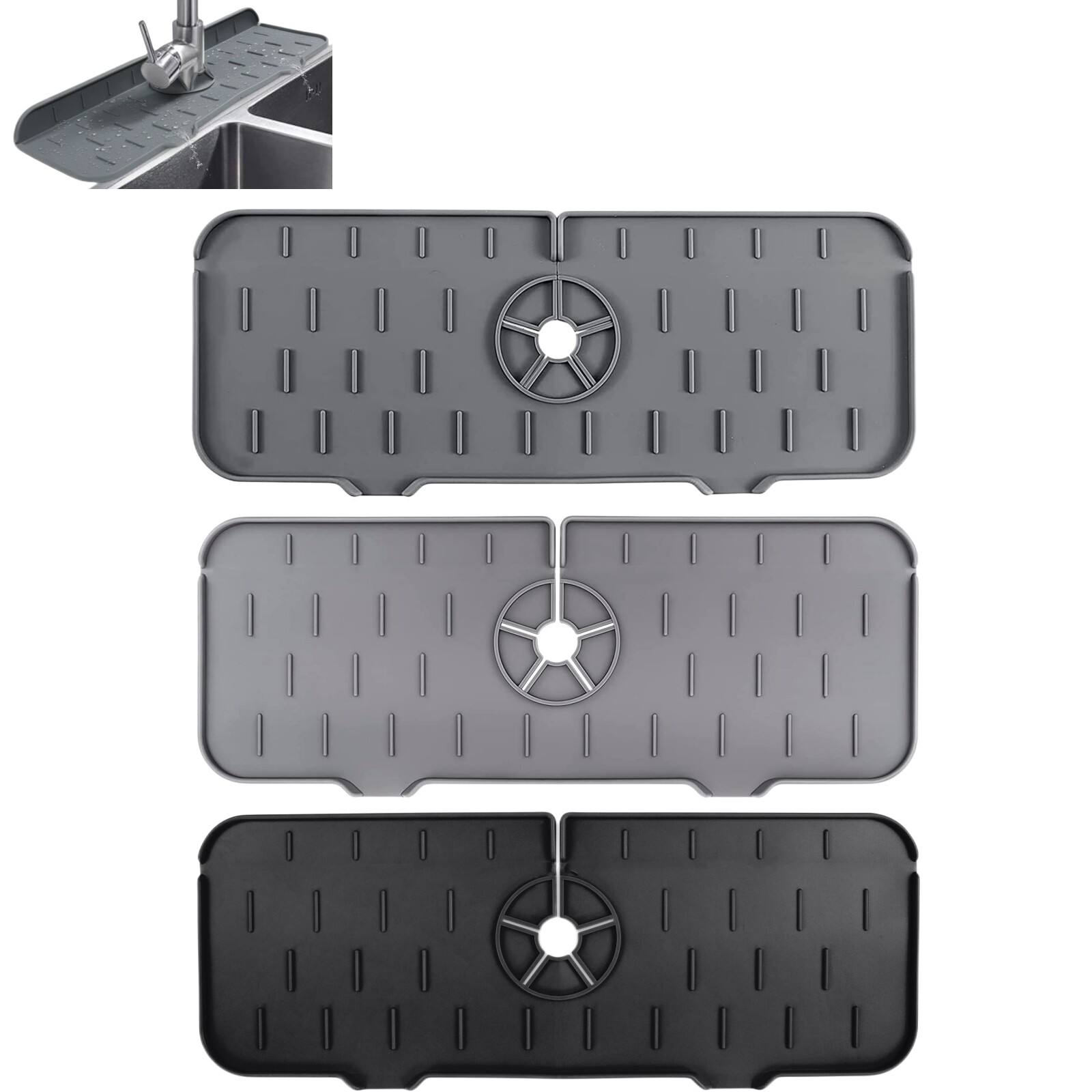 Kitchen Faucet Sink Splash Guard Silicone Drain Pad Faucet Water Catcher Mat