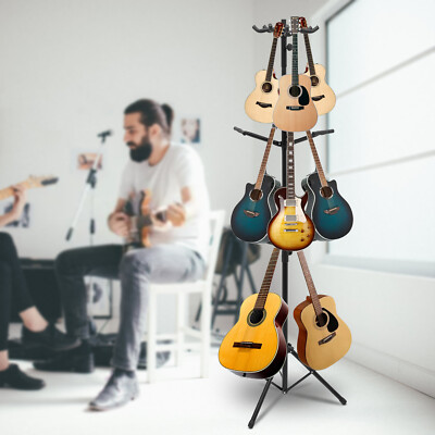 9 Guitars/Ukuleles Tree-shaped Guitar Display Stand Foldable Floor Rack Tripod