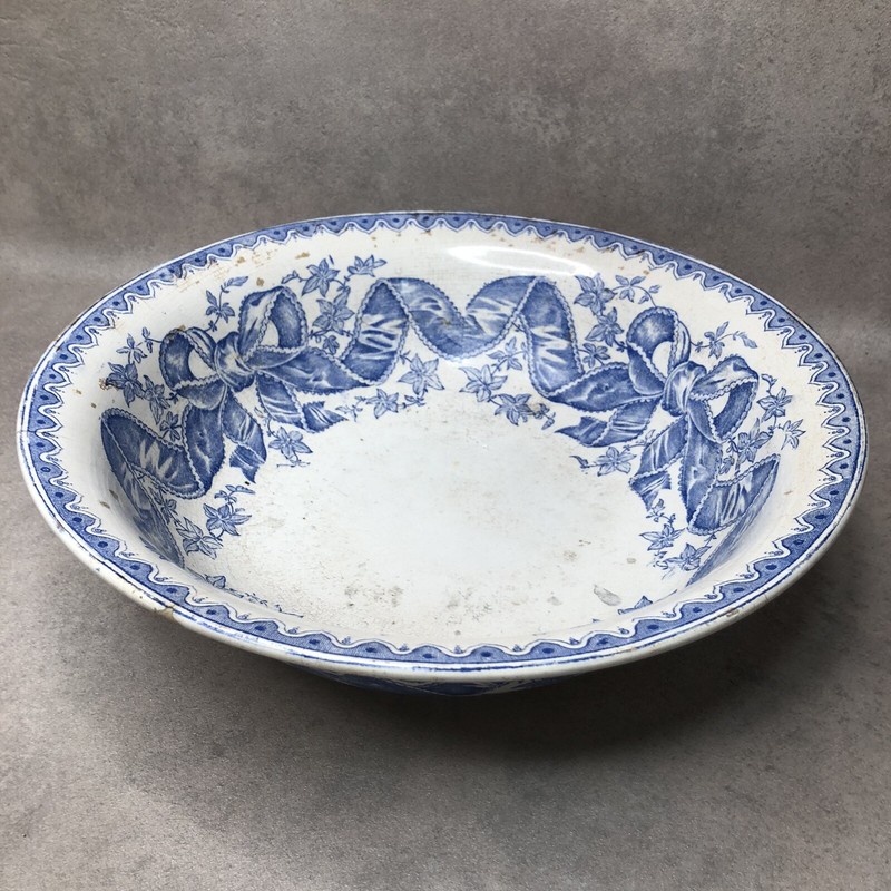 Grande Vasque De Toilette Ancienne Sarreguemines Rosette 