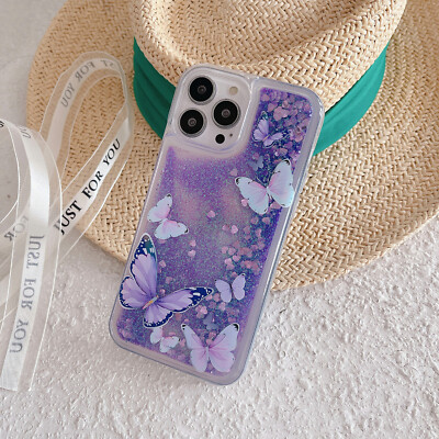 For Various Phone Bling Quicksand Butterfly Case Luxury Glitter Cover Women Girl