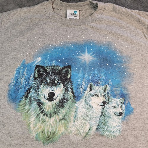 Vtg 90s Wolf Pack Wolves Natural Wonders T Shirt Size L