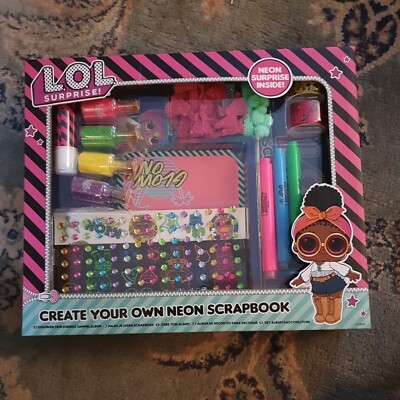 LOL Neon Create Your Own Scrapbook Set Girls Neon Gems Stickers Stamper Crafts