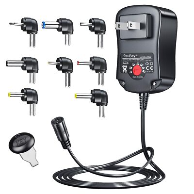SoulBay 15W Universal AC Adapter 3V 4.5V 5V 6V 7.5V 9V 1500mA 12V 1250mA DC S...