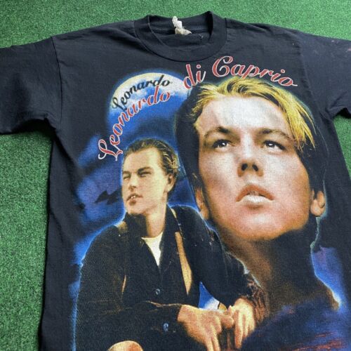 Vintage Leonardo DiCaprio Shirt Mens Small Black 90S Titanic Vintage Leonardo DiCaprio Shirt Mens Small Black 90S Titanic