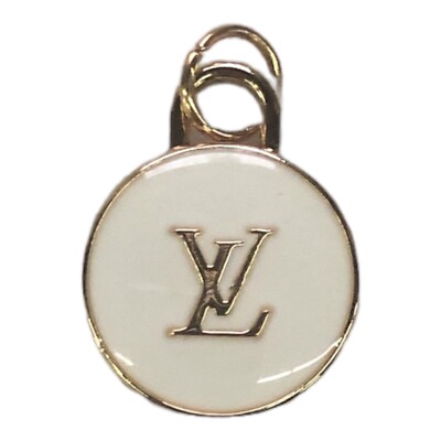 LOUIS VUITTON LV ZIPPER PULL CHARM White & Gold Double Sided 15mm