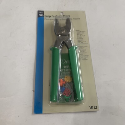 Dritz 16P Snap Fastener Pliers, Size 15 (3/8-Inch) & Size 16 (7/16-Inch), Green