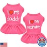 Dog Dresses for Medium Dogs Girl, 2-Pack Pink Clothes Small Girl Summer I Love My Mommy Daddy Puppy Dress Shirt Lightweight Pet Outfit Cat Apparel(XS)