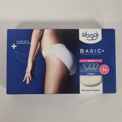 sloggi Womens Basic+ 3 Pack Tai Knickers - Size 22 UK, White