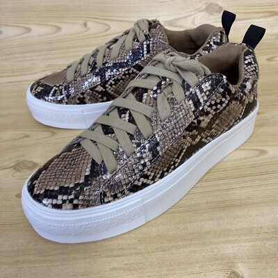 SHOE REPUBLIC LA Snake Print Low Top Sneakers Women's Shoes 5.5