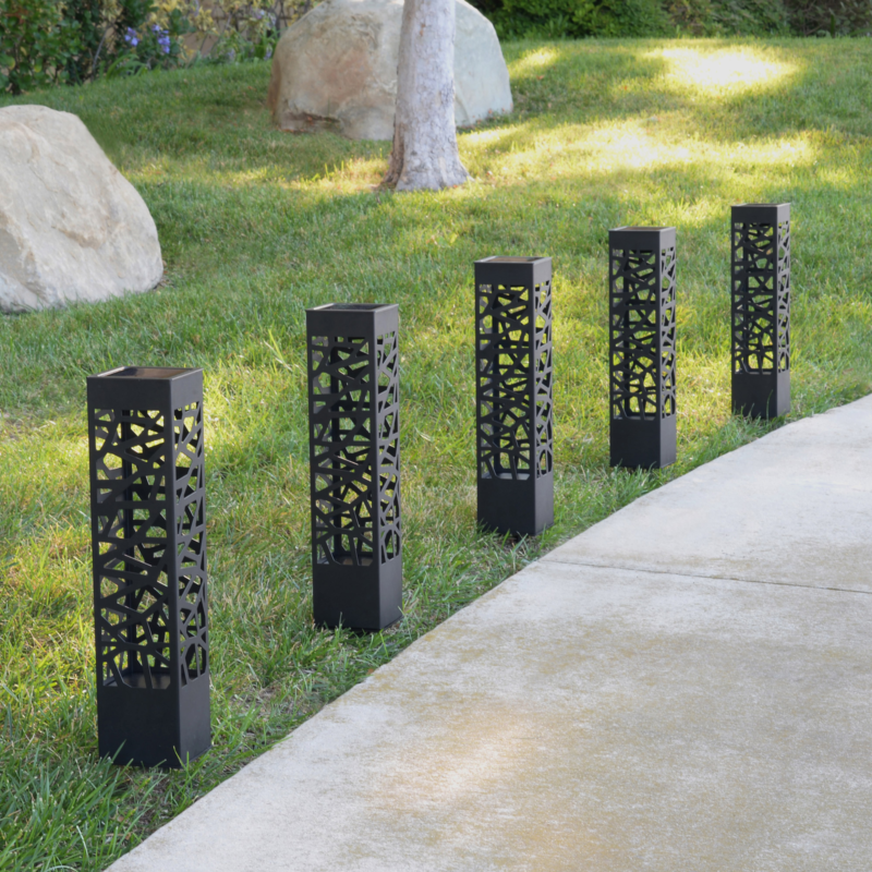 Tommy Bahama Square Solar Bollard Path Walkway Lights, Landscape, 5-pack, NEW