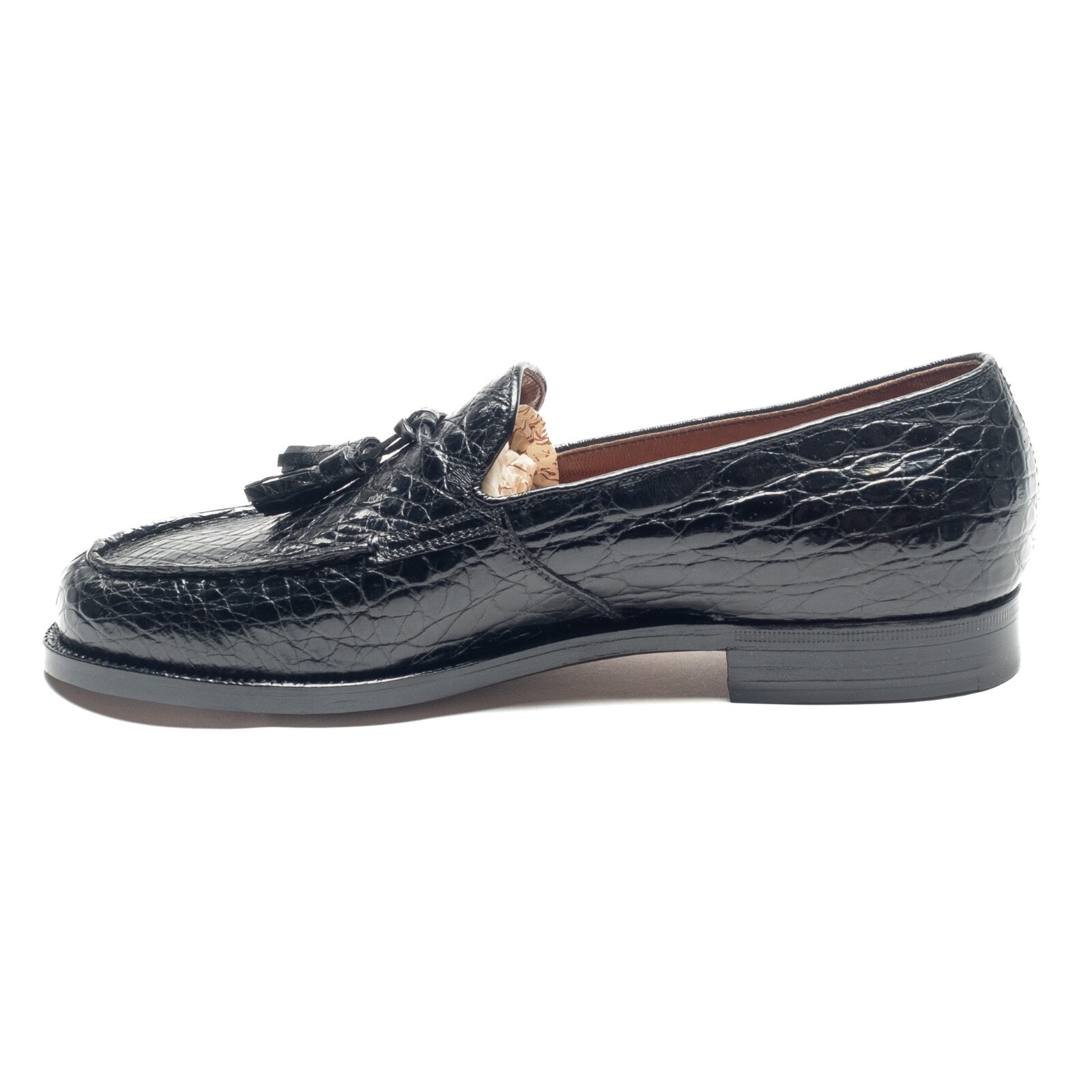 Pre-owned Santoni 10k$ Silvano Lattanzi Crocodile Alligator Shoes Uk: 8 Us: 9 Eu: 42 Tassle Black