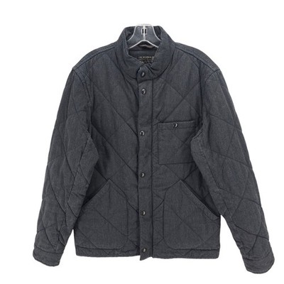 J CREW Outerwear Men's Quilted Jacket Primaloft Snap Full Zip Gray MEDIUM