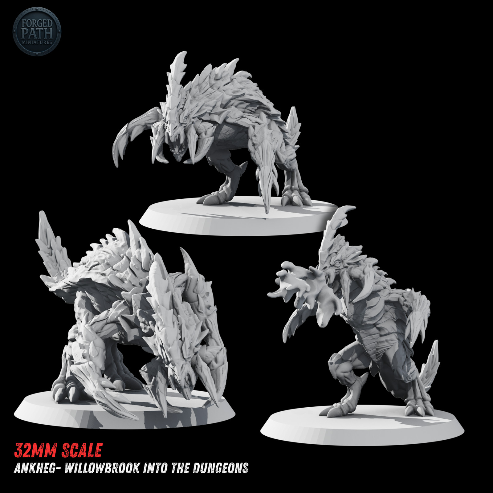 Ankheg Set of 3 | 32mm Resin Fantasy Monster Miniatures | Forged Path Miniatures