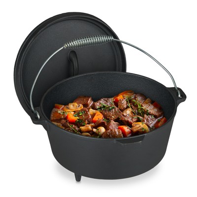 Dutch oven bbq - 24 cm - gietijzeren pan met deksel - braadpan - vuurpan camping