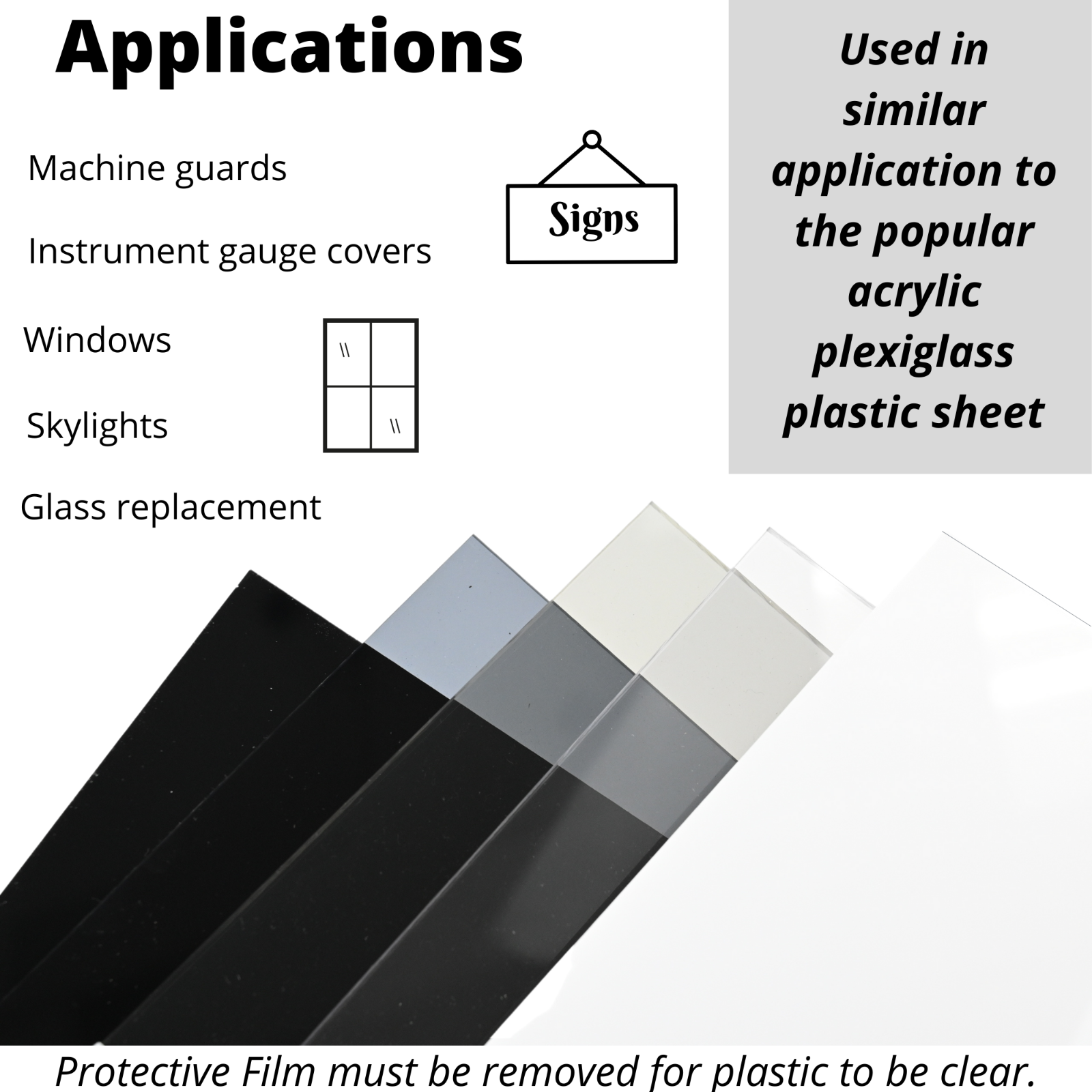 Lexan Polycarbonate 9034 Clear Plastic Unbreakable Film-Masked Replacement Sheet