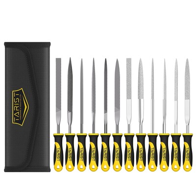 TARIST 12PCS Needle File Set with Tool Bag, Small File Set Includes 6pcs Jewlers