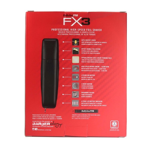 BaByliss Pro FX3 Professional High-Speed Foil Shaver Black FXX3SB (Dual Voltage)