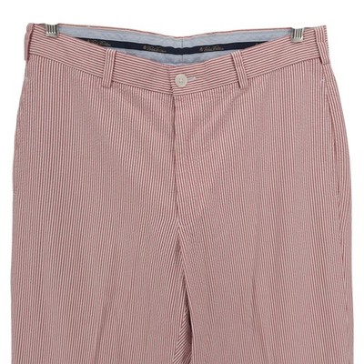 BROOKS BROTHERS Seersucker Hudson Pant Red White Striped 100% Cotton 34x30