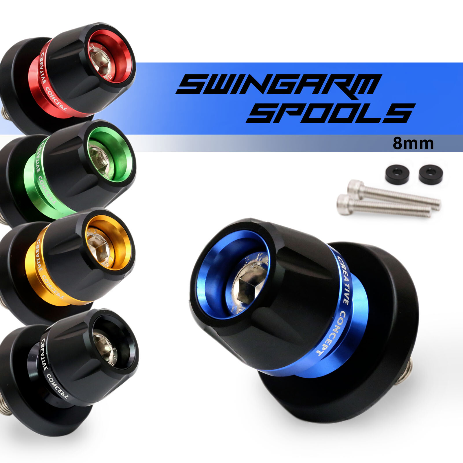Red BB01 CNC M8 Rear Swing Arm Spools For Kawasaki ZX-6R 636