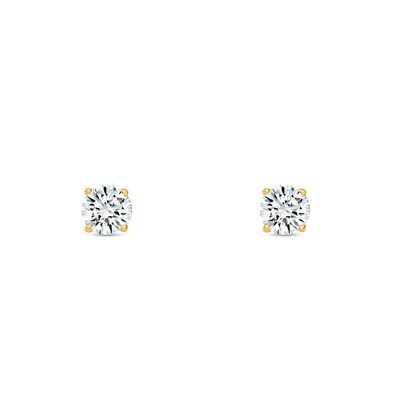 Pre-owned Shine Brite With A Diamond 3/4 Ct Round Labcreated Grown Diamond Earrings 14k Yellow Gold F/vs Basket Screw