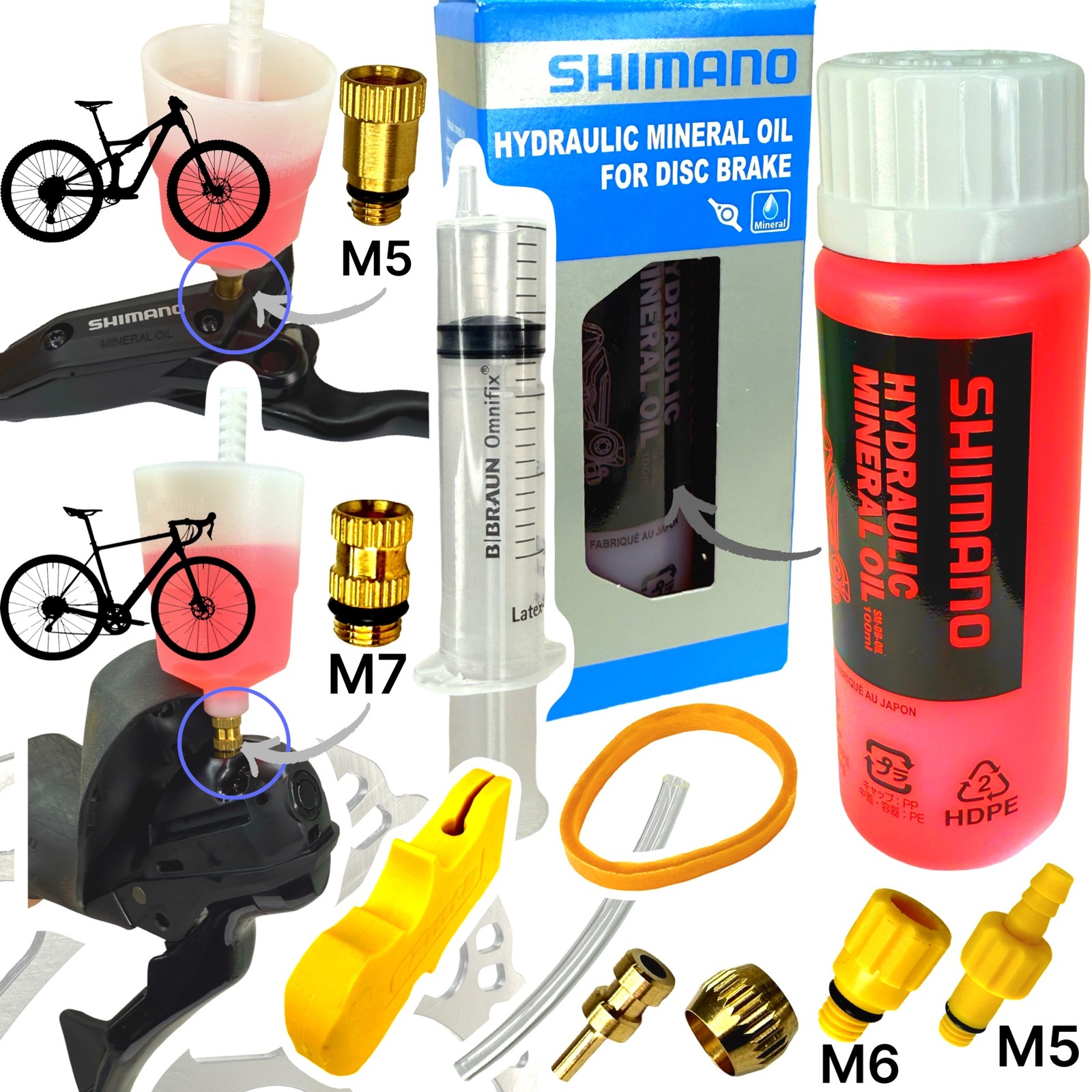 Huile minérale frein à disque Shimano 100ml compatible route et VTT