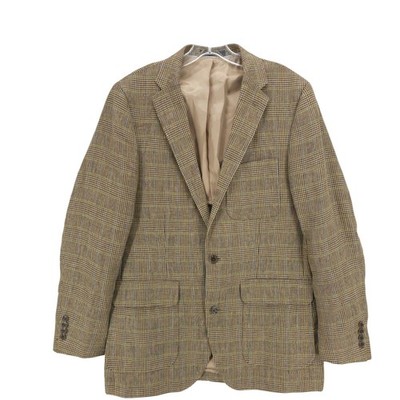 LANDS' END Baird McNutt Irish Linen Blazer Jacket Houndstooth Glen Plaid 38R