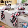 Native Fab Cloth Napkins - Multi Color Check Set of 4, 100% Cotton, 16x16 inch, Soft and Durable, Machine Washable, Reusable Napkins, Holiday Gingham Design for Dining, Party - Red, White, Olive Green