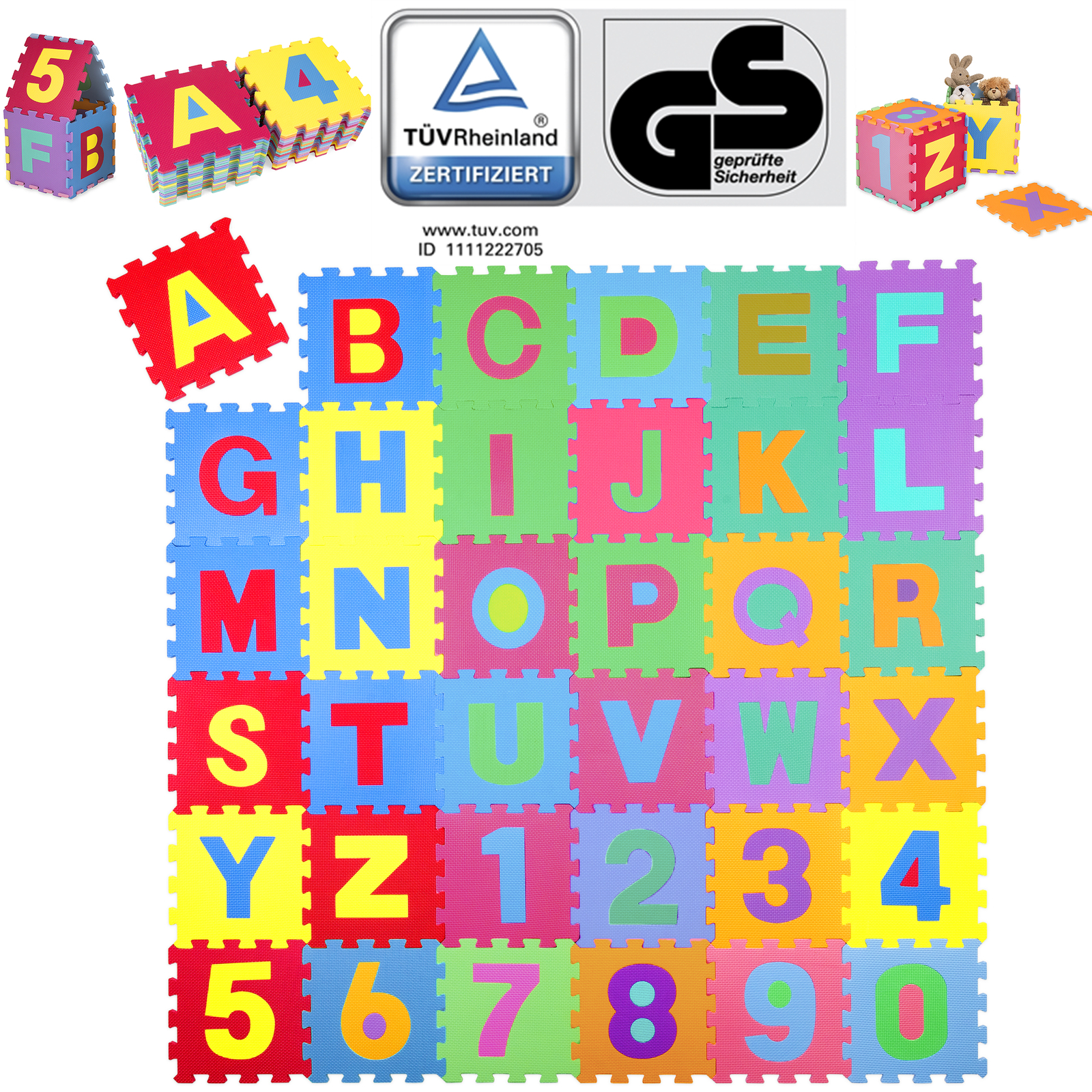 86 tlg Puzzlematte Spielteppich Kinderteppich Schaumstoffmatte Spielmatte Matte