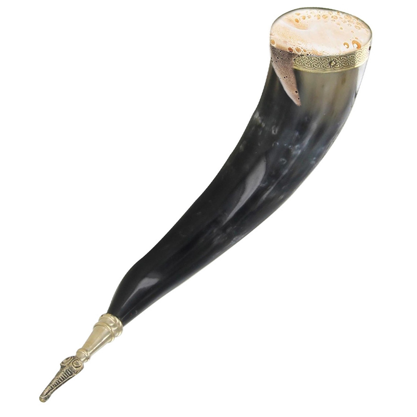 Medieval Viking Norse Algiz Protection Handmade Drinking Horn Ceremonial Mug
