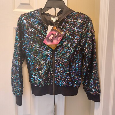Disney Descendants Sequin Hooded Zip Up Lightweight Jacket D-Signed Girls M  NWT