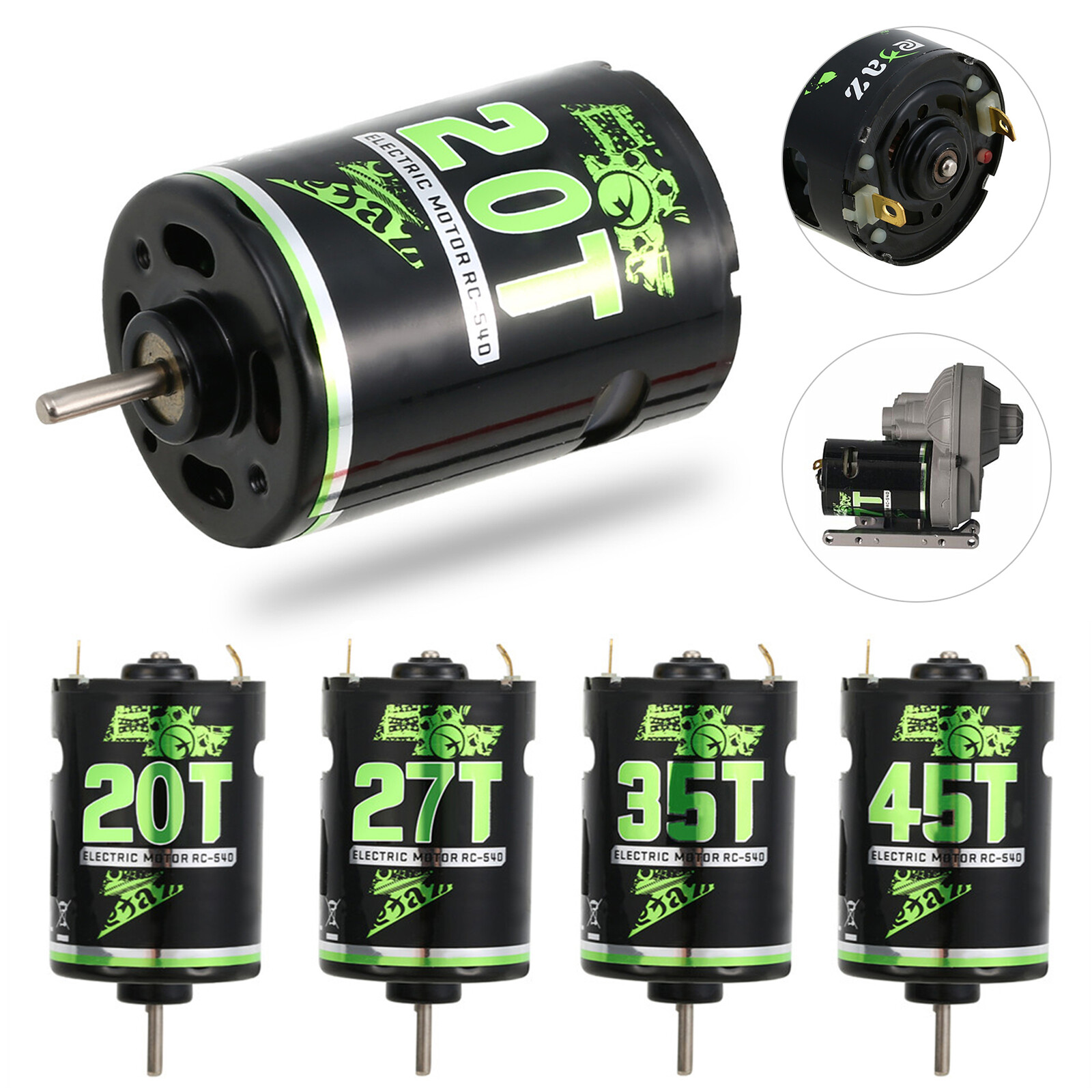 20T 27T 35T 45T 540 Brushed Motor Waterproof for 1:10 RC Crawler Axial SCX10