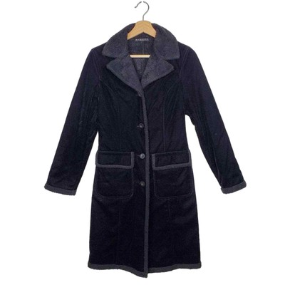 Sisley Made in Italy Long Sherpa Vevlet  Coat Knee Length Button Closure XS