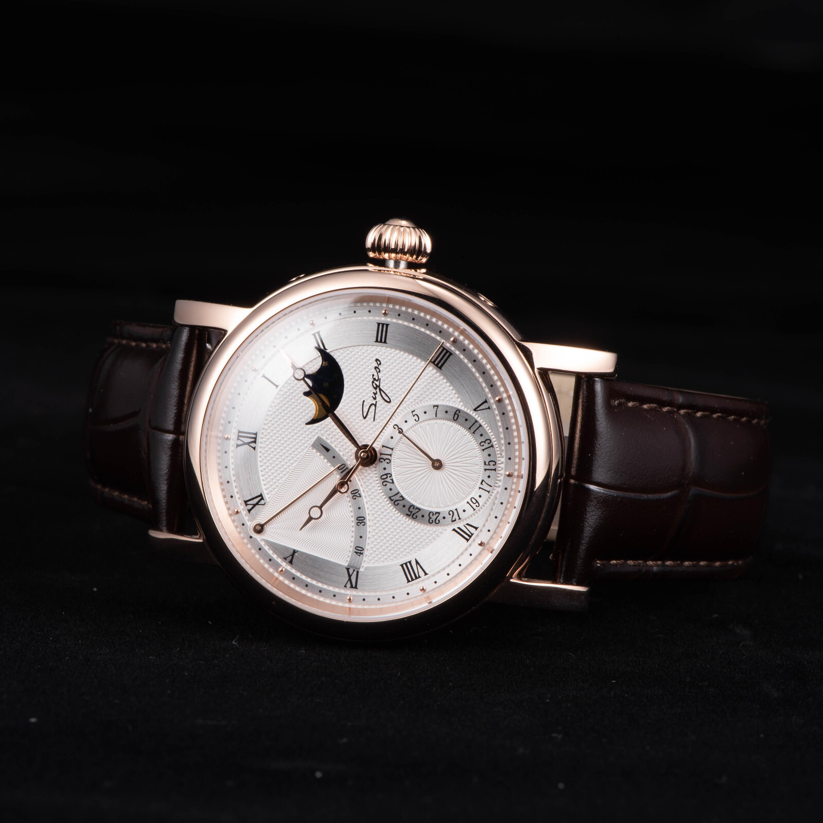 Pre-owned Sugess Moonphase Master High Beat Mechanical Mens Watch Seagull 1963 Su2153gw