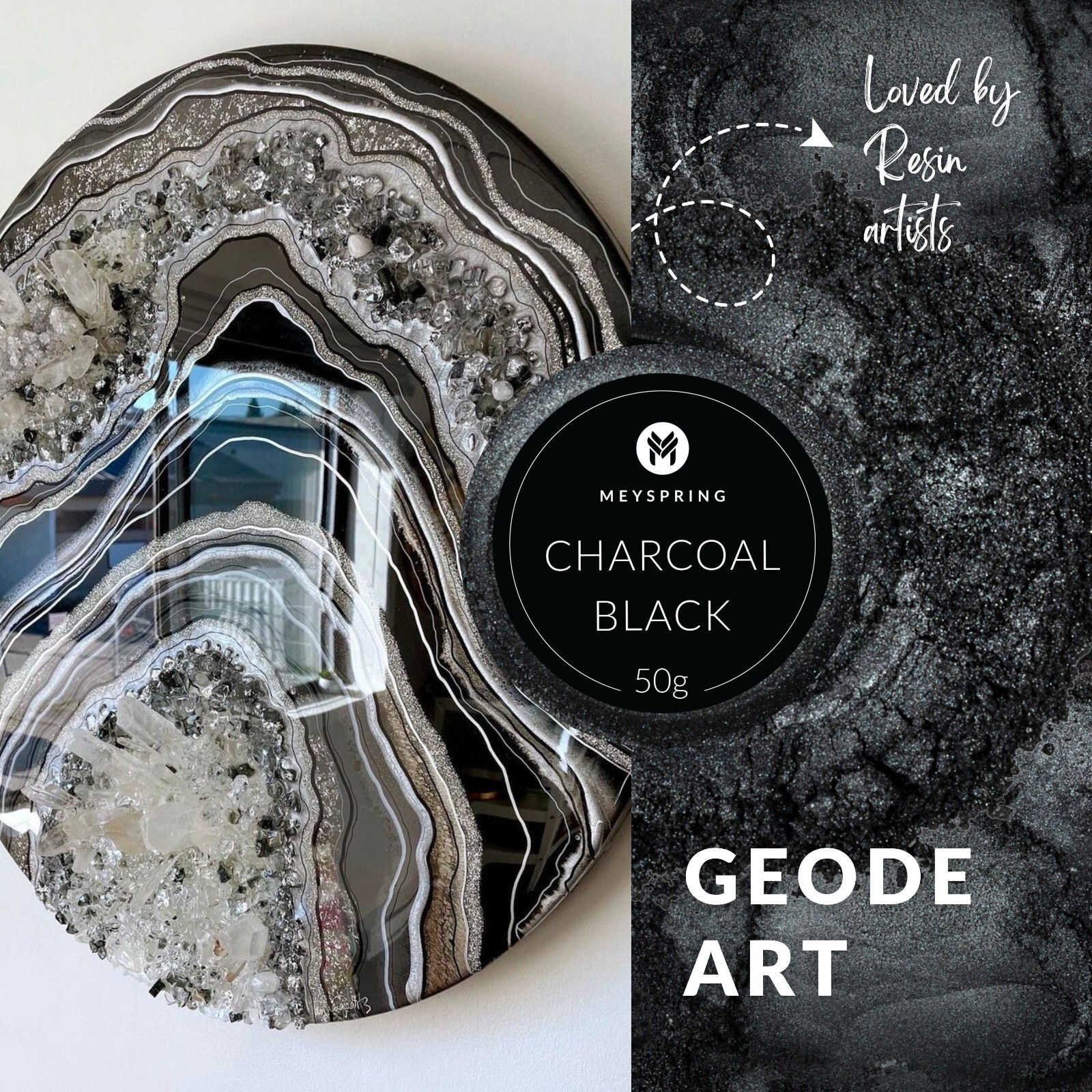 MEYSPRING Charcoal Black Mica Powder for Epoxy - Resin Color Pigment - Resin Dye